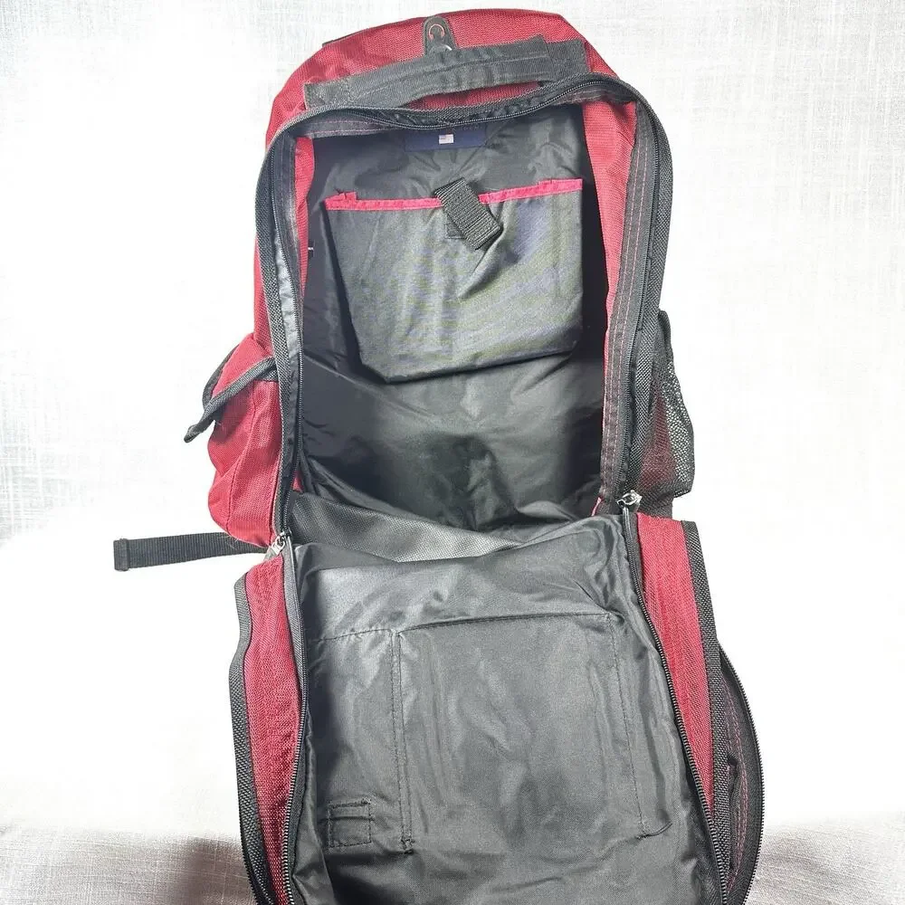 Vintage Polo Sport Ralph Lauren Backpack Red RL Flag Multi Pocket